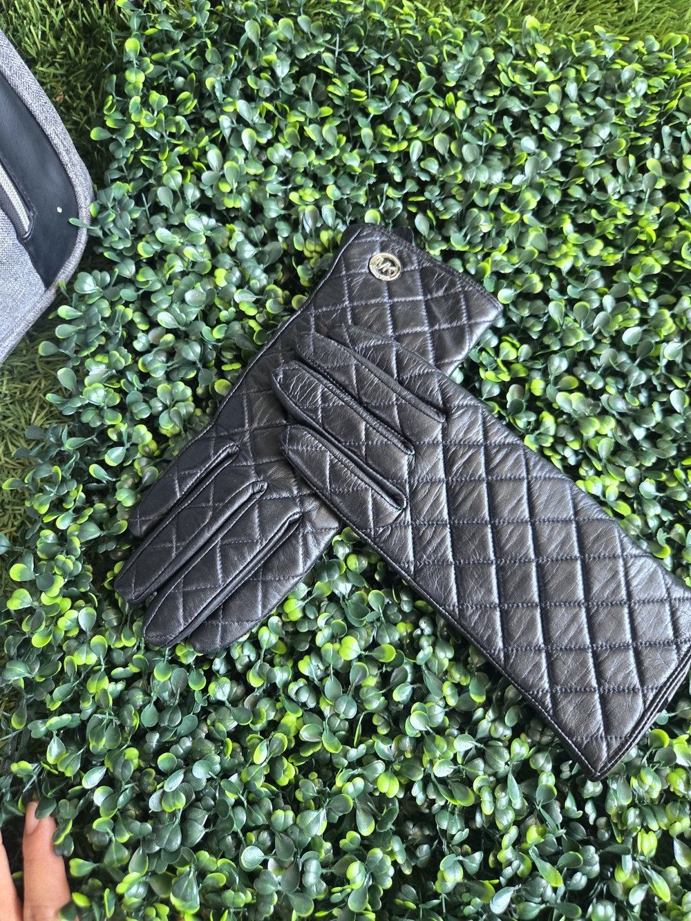 Michael Kors Black Quilted Leather Long Gloves